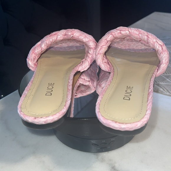 DUCIE LONDON RAFFIA AND LEATHER SLIDES - Picture 10 of 12